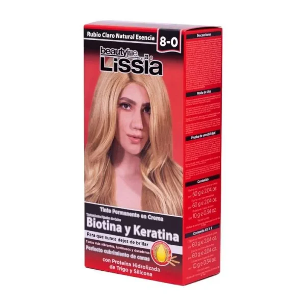 Imagen de Kit de Tinte Permanente en Crema Lissia con Extractos Naturales - 8,0 Rubio Claro frío