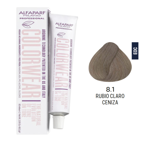 Imagen de Alfaparf Milano Color Wear Demi-permanent Color - 58.2 Gr / 2.05 Oz. / 8,1 Rubio Claro Ceniza