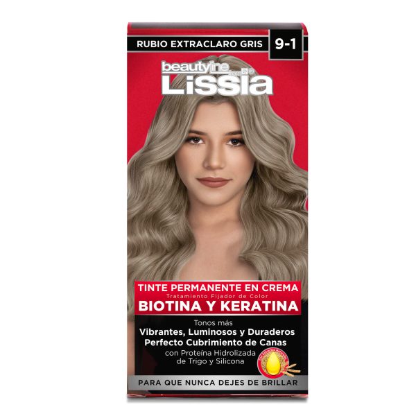 Imagen de Kit de Tinte Permanente en Crema Lissia con Extractos Naturales - 9,1 Rubio Extra Claro Ceniza