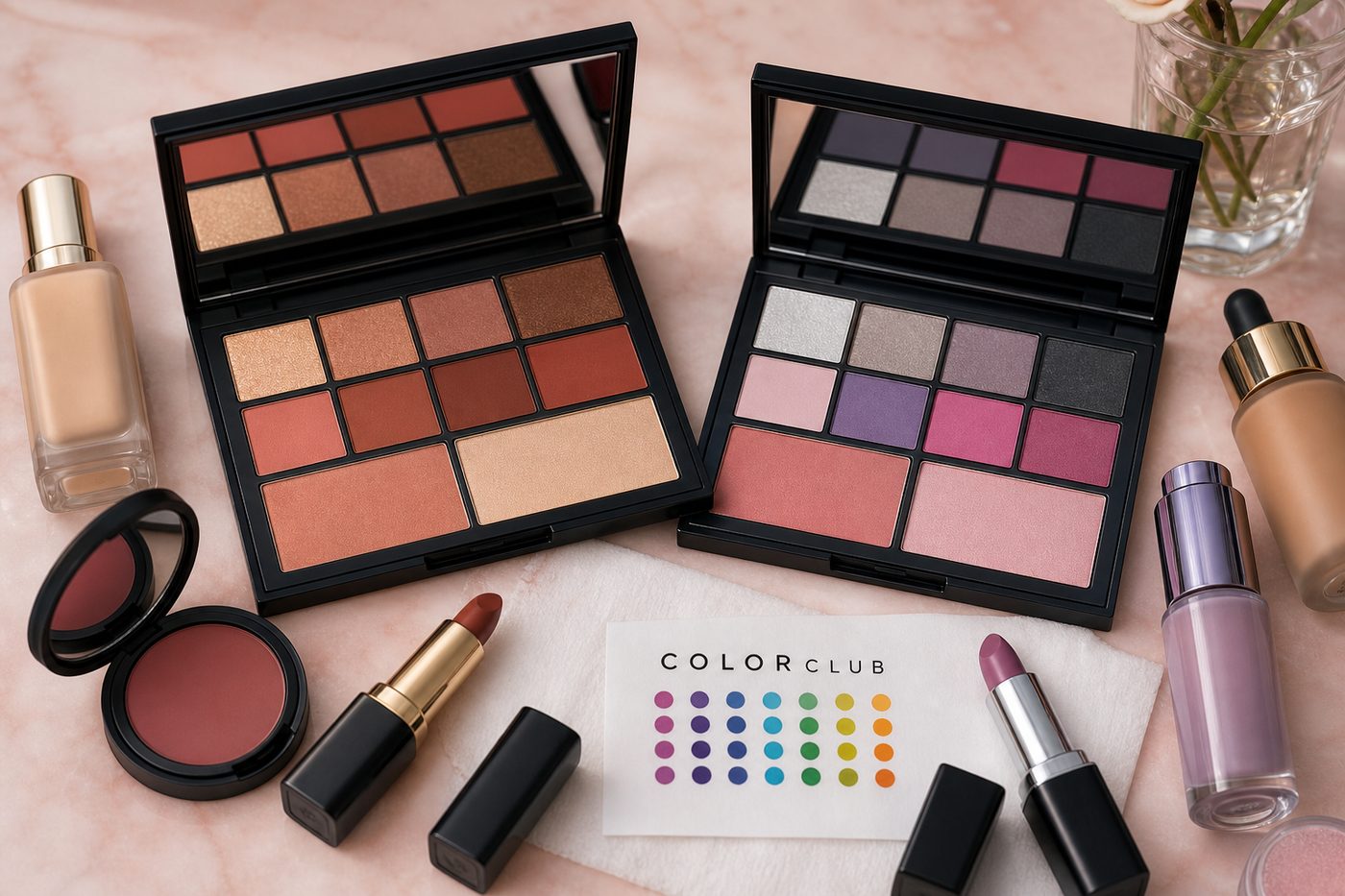 Paleta de tonos cálidos y fríos para maquillaje en Colombia
