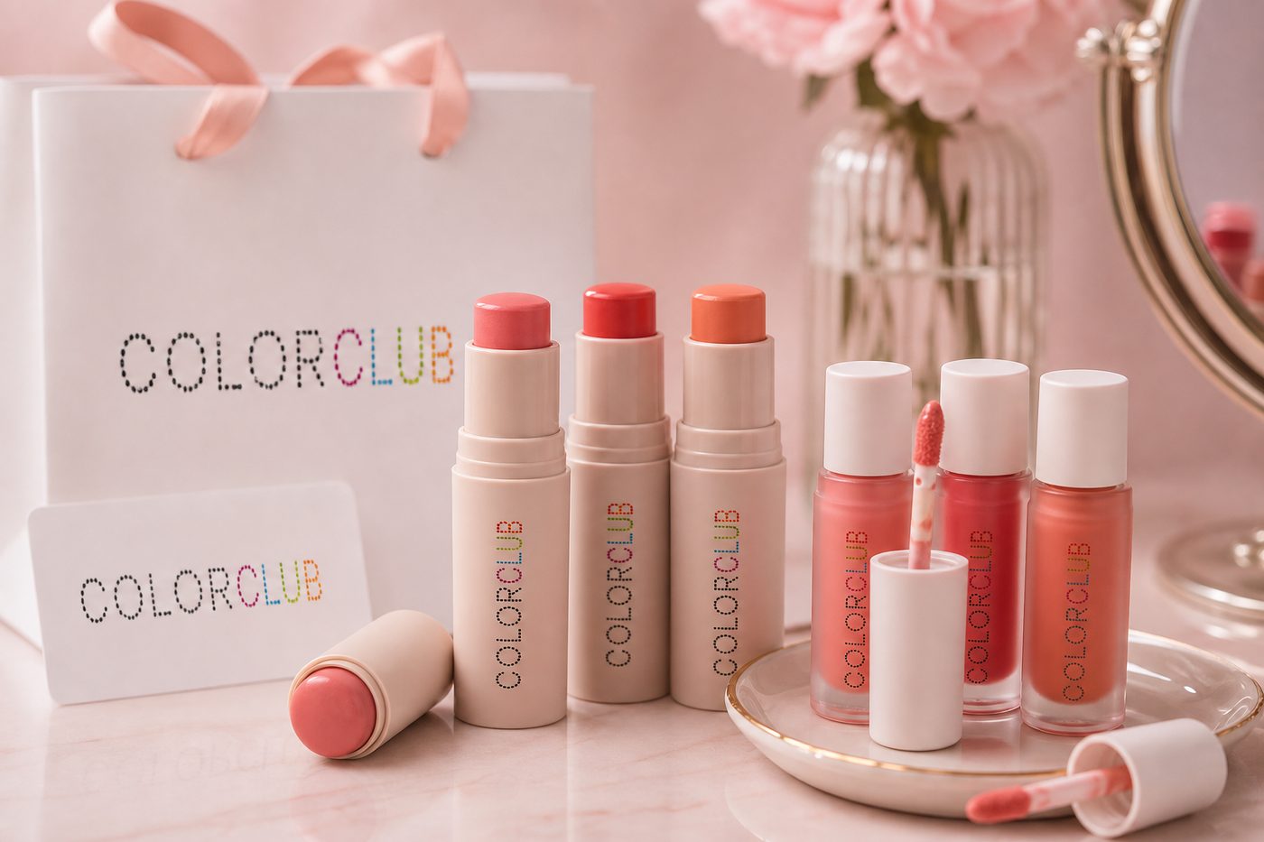 Productos rubor en crema Essence y tintes Benefit en tienda Color Club