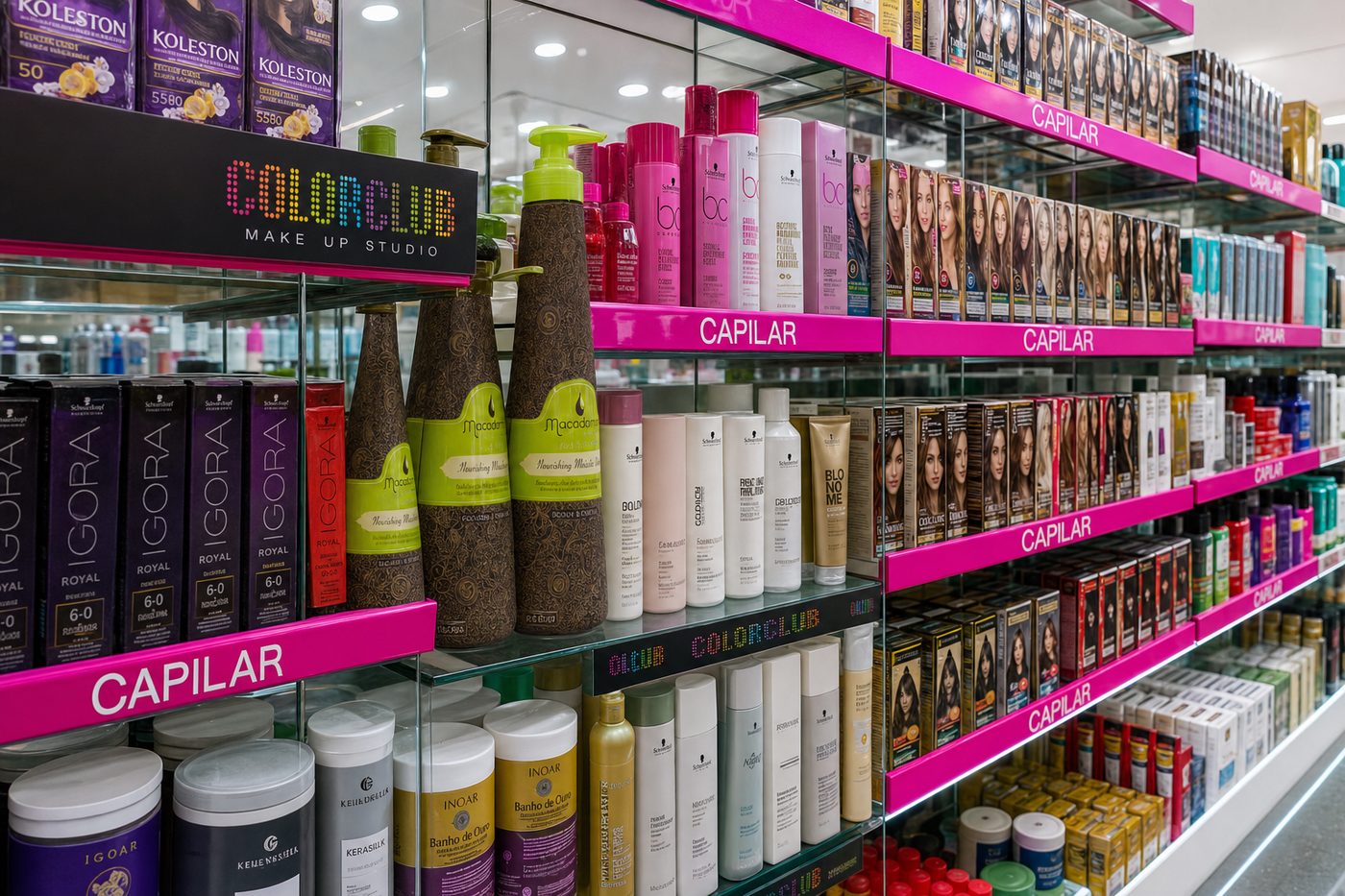 Productos de tinte profesional en estantería capilar Color Club Bucaramanga