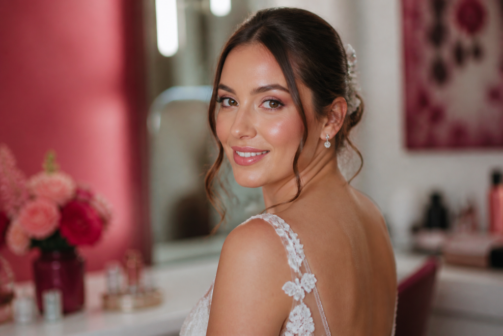 Maquillaje natural de novia Bucaramanga 2026: piel luminosa que aguanta el calor