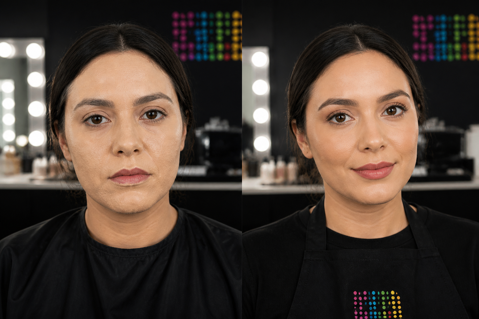 Base pesada vs piel glow comparación estudio Color Club Cabecera